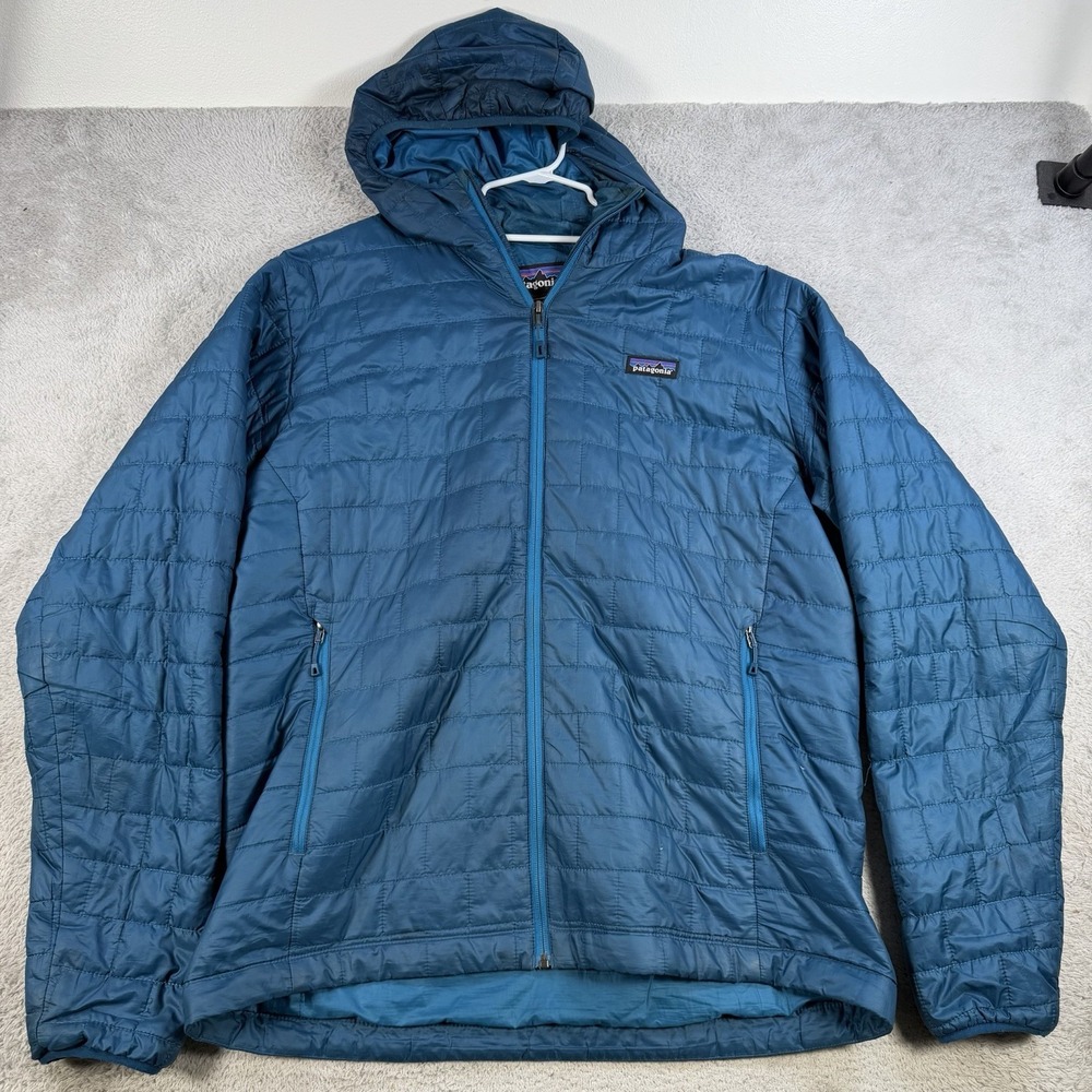 Patagonia Jacket Mens XL Blue Nano Puff Hoody Insulated Primaloft 84222 Puffer